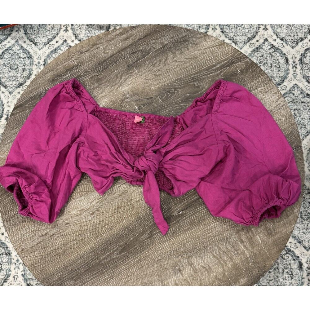FARM Rio Pink Puff Sleeve Blouse